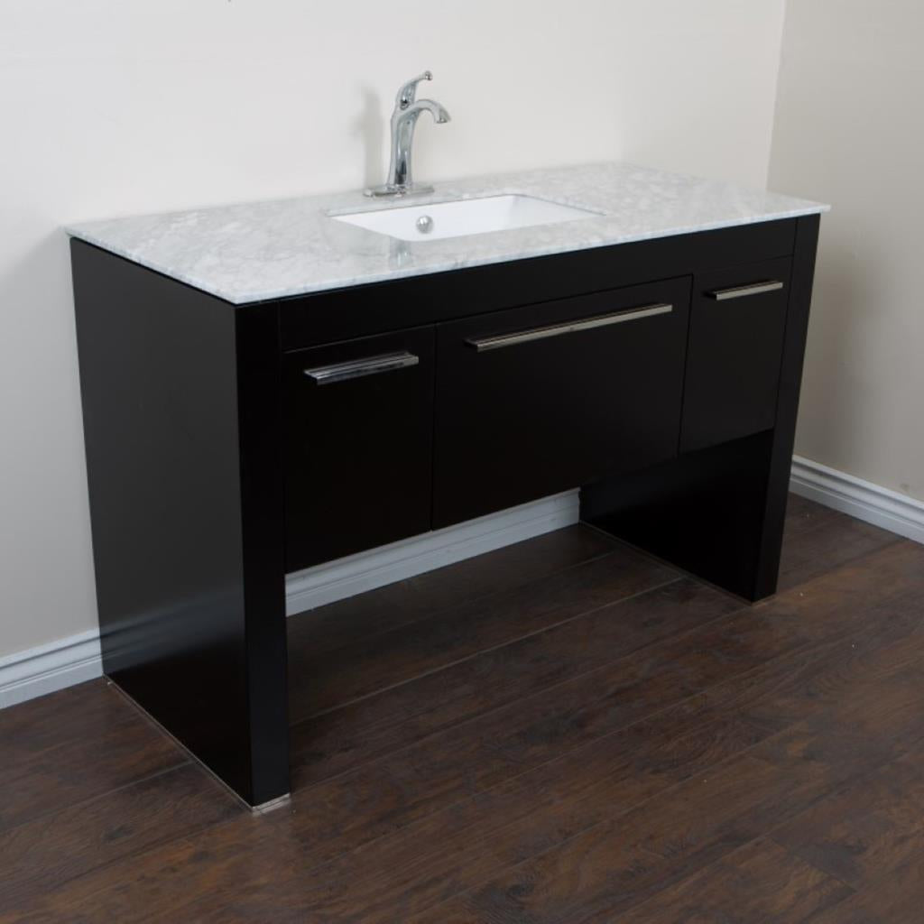 Bellaterra Amelia 55.3" Single Vanity, Black, White Marble Top