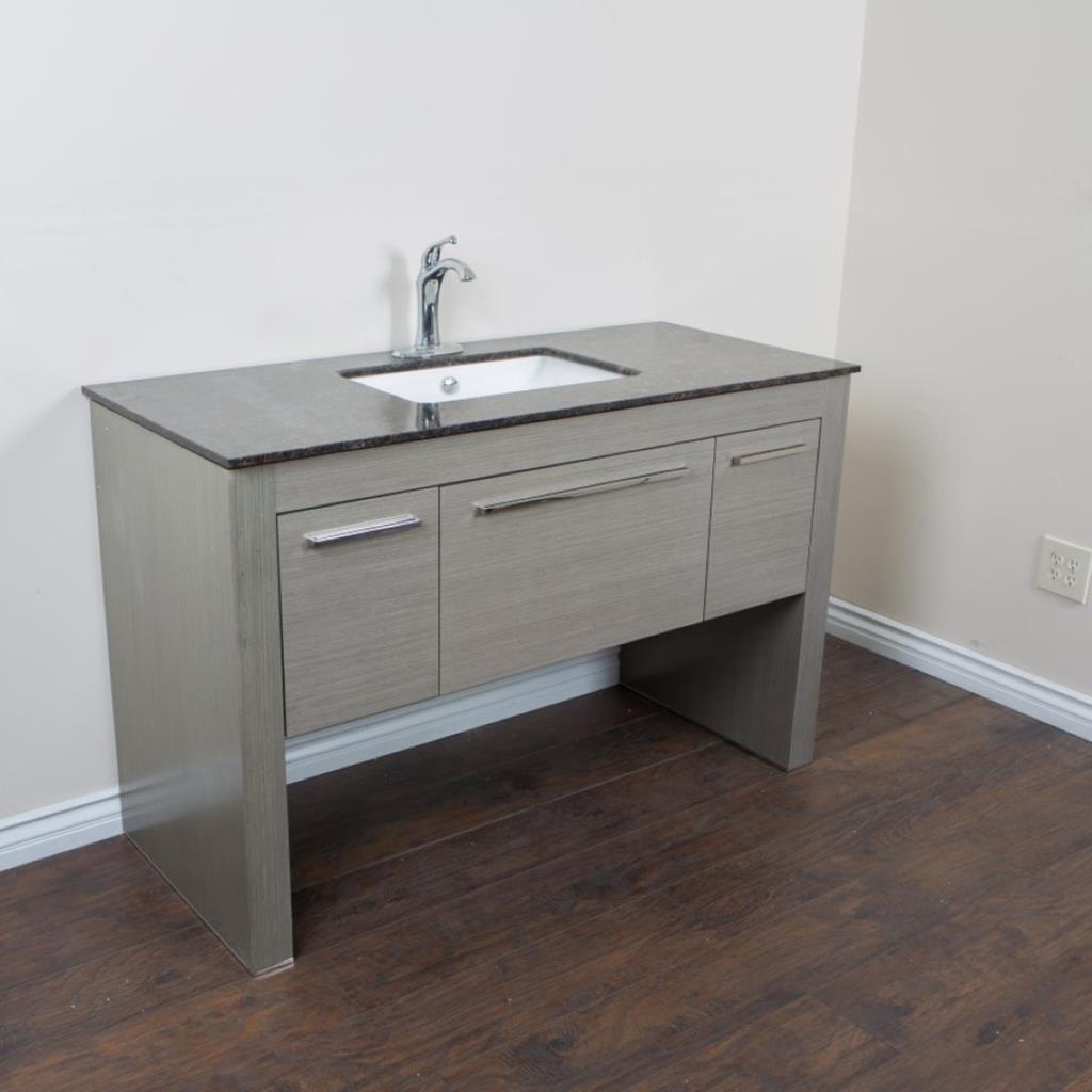 Bellaterra Amelia 55.3" Single Vanity, Gray, Tan Brown