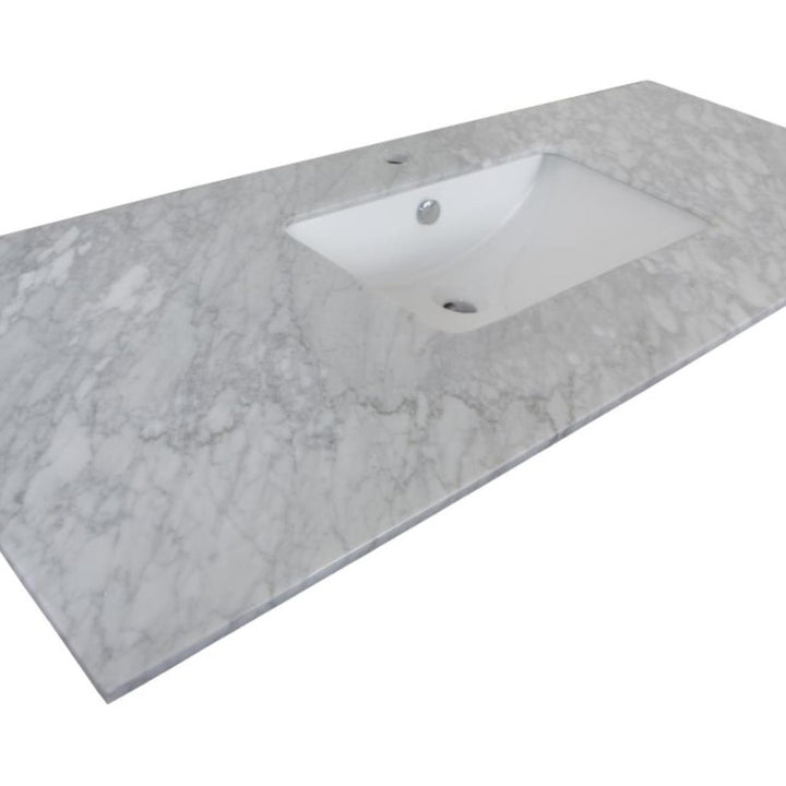 Bellaterra Amelia 55.3" Single Vanity, Gray, White Marble Top