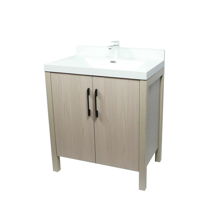 Bellaterra Aldo 31.5" Single Vanity, Light Gray, White Ceramic Top