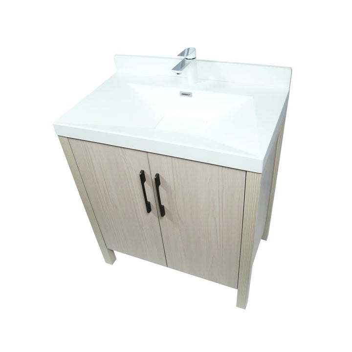 Bellaterra Aldo 31.5" Single Vanity, Light Gray, White Ceramic Top