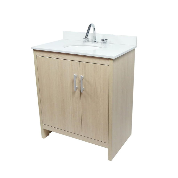 Bellaterra Cecilia 31" Single Vanity, Gray Pine, White Quartz Top/Oval Sink