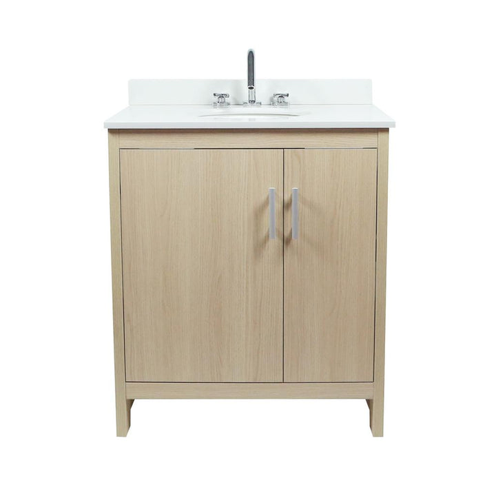 Bellaterra Cecilia 31" Single Vanity, Gray Pine, White Quartz Top/Oval Sink