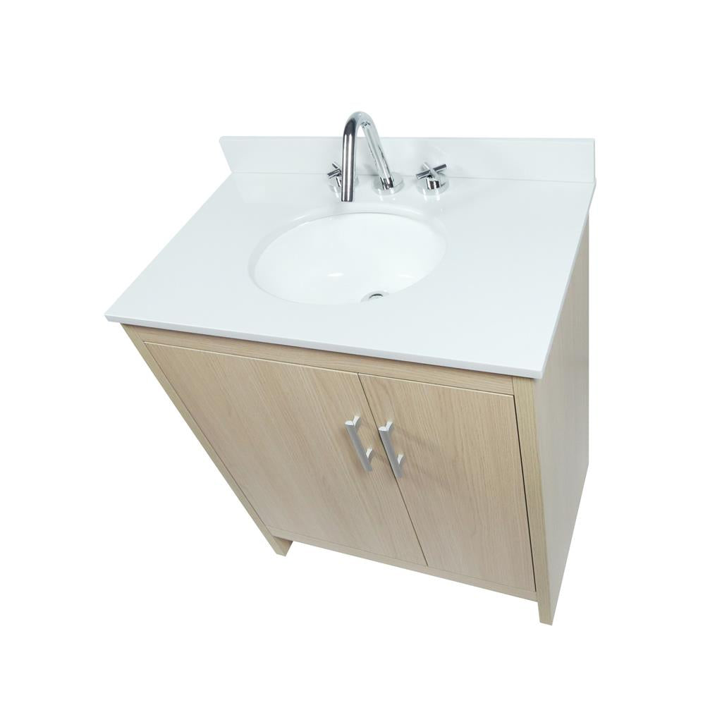 Bellaterra Cecilia 31" Single Vanity, Gray Pine, White Quartz Top/Oval Sink