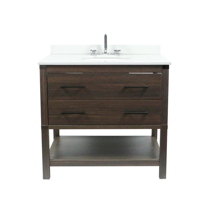 Bellaterra Diletta 37" Single Vanity, Dark Gray Rg, White Quartz Top/Oval Sink