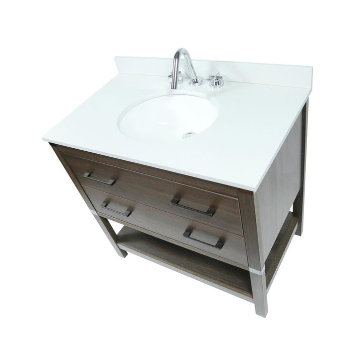 Bellaterra Diletta 37" Single Vanity, Dark Gray Rg, White Quartz Top/Oval Sink