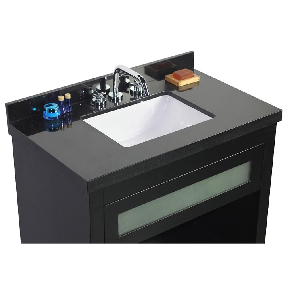 Bellaterra Vanna 37" Single Vanity, Matte Black, Black Galaxy Granite Top/Rectangle Sink