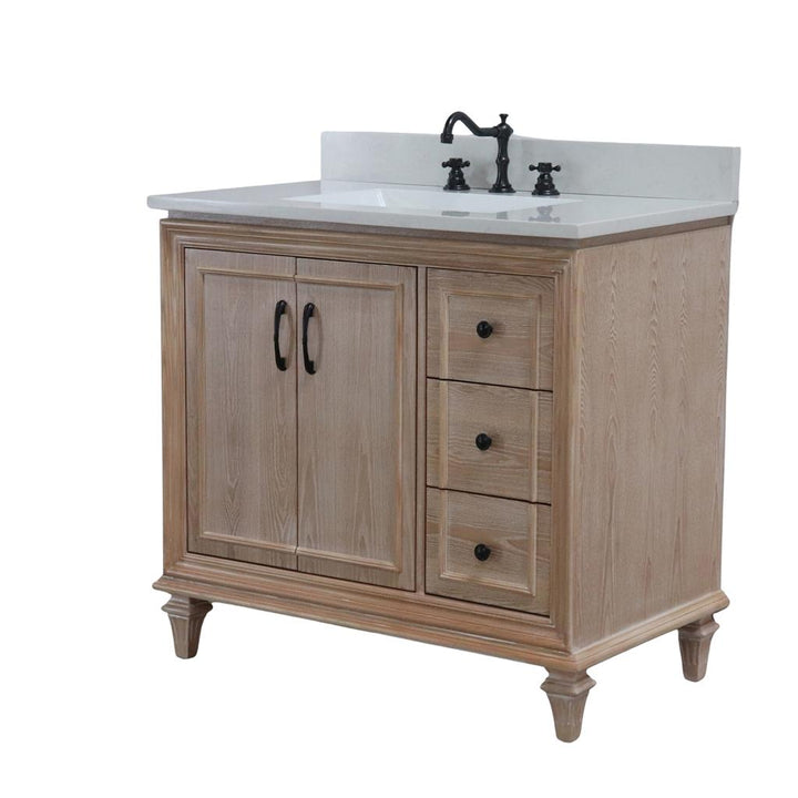 Bellaterra Sintra 37" Single Vanity, Weathered Neutral, Engineered Quartz Top