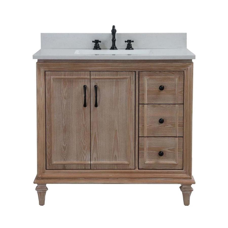 Bellaterra Sintra 37" Single Vanity, Weathered Neutral, Engineered Quartz Top