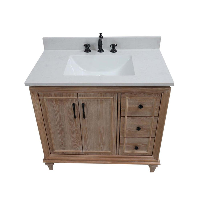 Bellaterra Sintra 37" Single Vanity, Weathered Neutral, Engineered Quartz Top