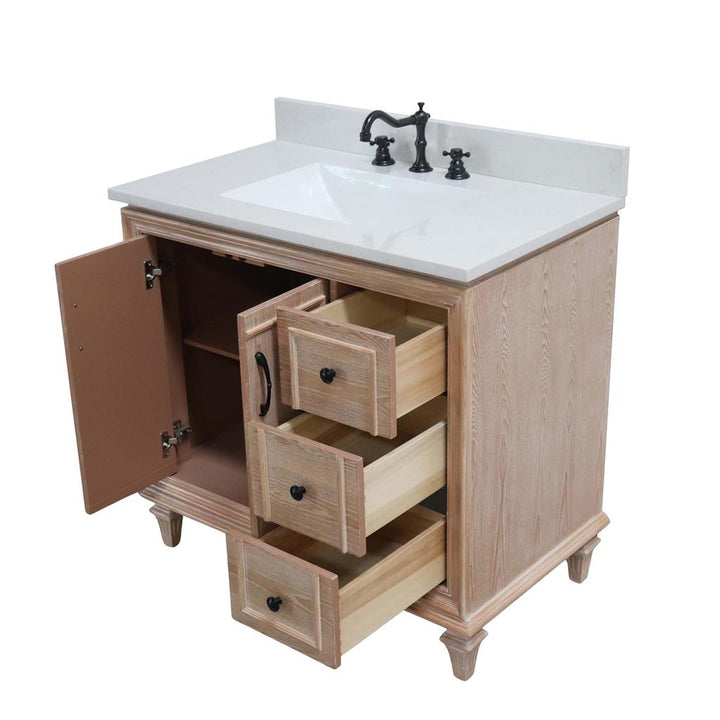 Bellaterra Sintra 37" Single Vanity, Weathered Neutral, Engineered Quartz Top