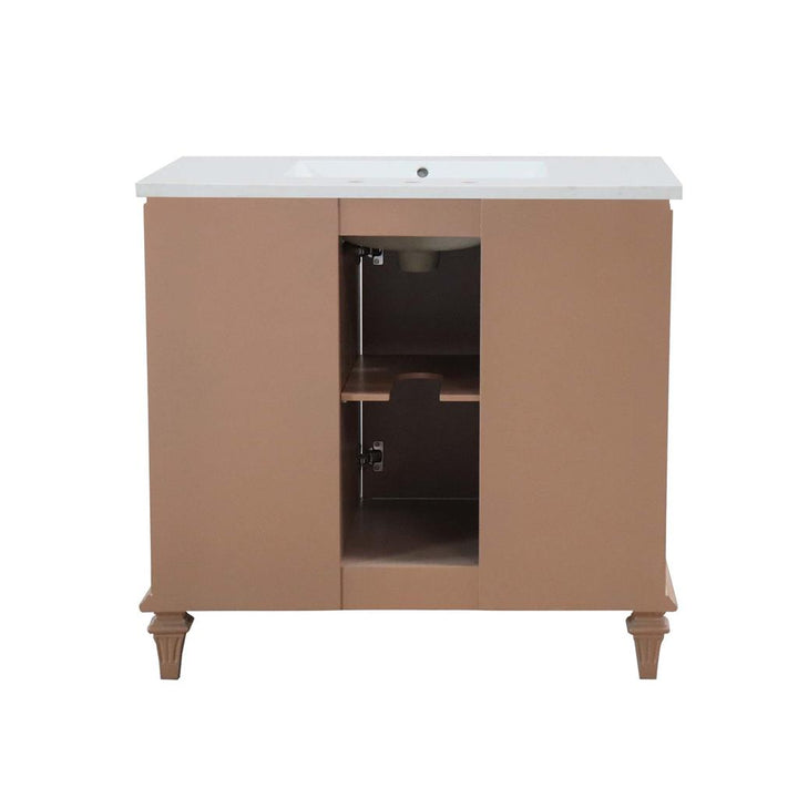 Bellaterra Sintra 37" Single Vanity, Weathered Neutral, Engineered Quartz Top