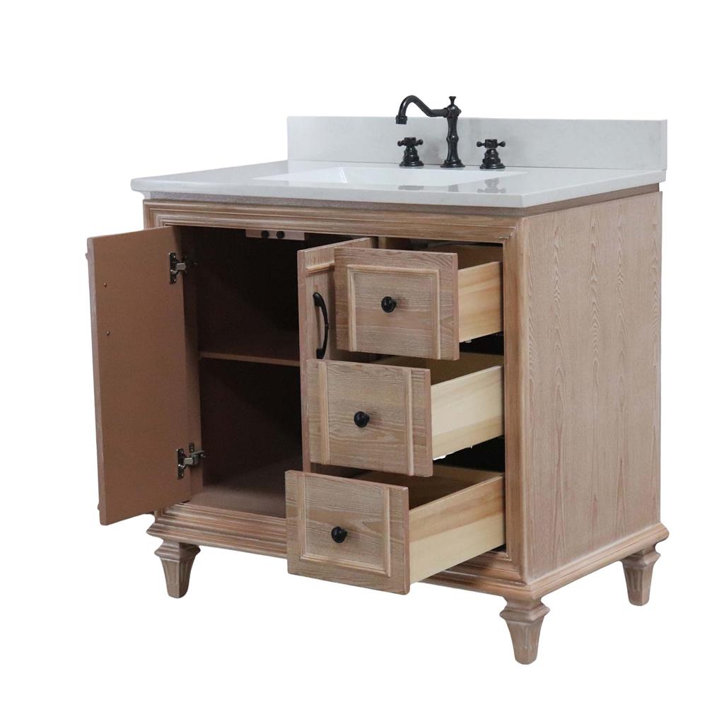 Bellaterra Sintra 37" Single Vanity, Weathered Neutral, Engineered Quartz Top