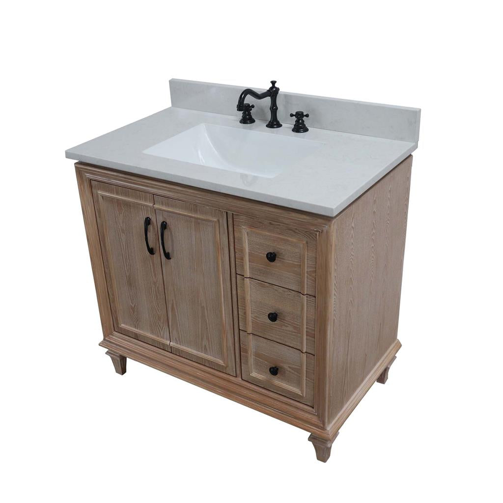 Bellaterra Sintra 37" Single Vanity, Weathered Neutral, Engineered Quartz Top