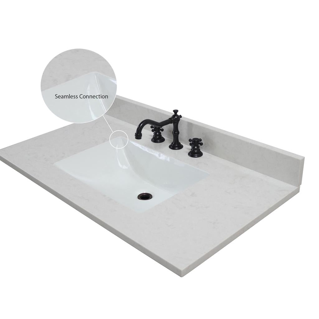 Bellaterra Sintra 37" Single Vanity, Weathered Neutral, Engineered Quartz Top