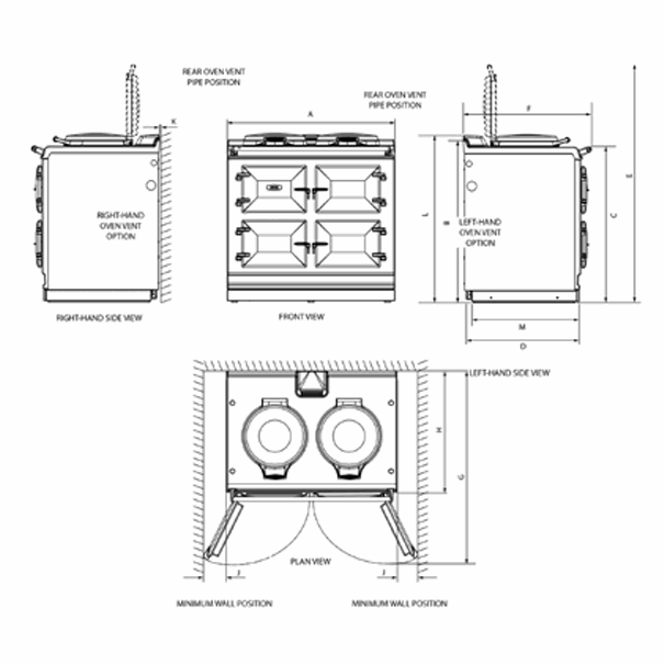 AGA eR7 100 Cast Iron Range Product Diagram