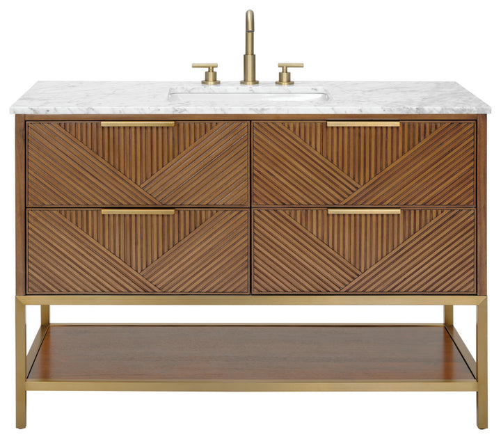 Diamond 48" Single Vanity, Walnut/Satin Brass