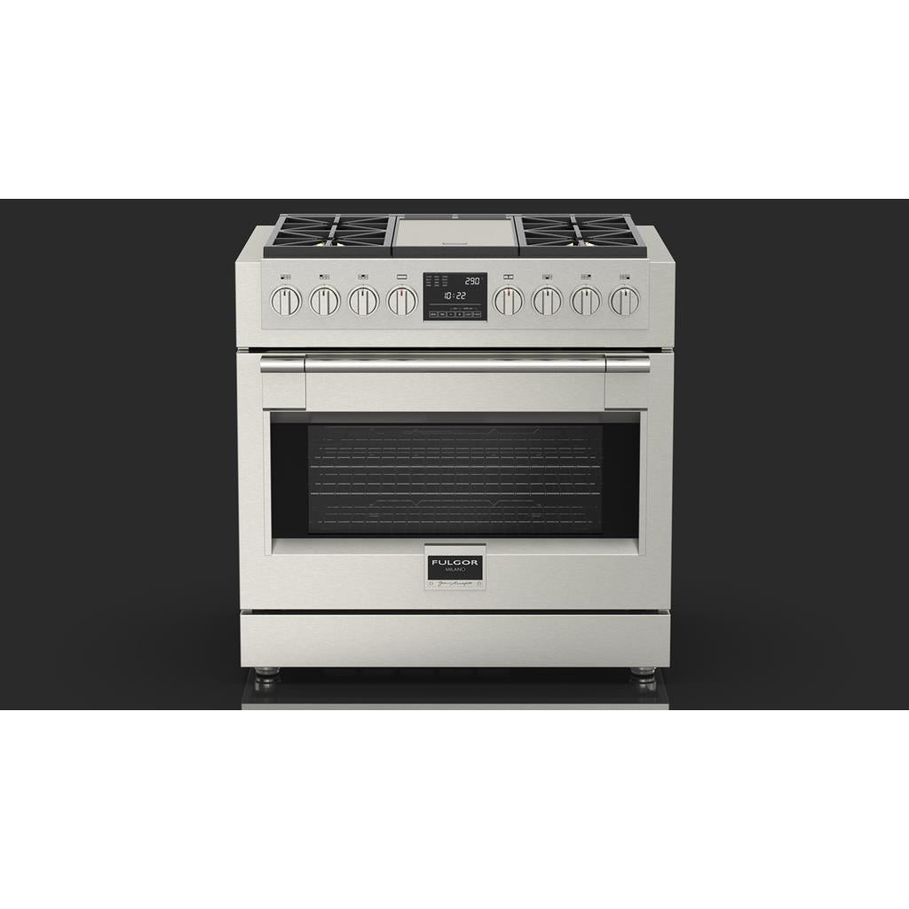 Fulgor Milano Sofia 36" Dual Fuel Pro Range with Griddle#top-options_Stainless Steel