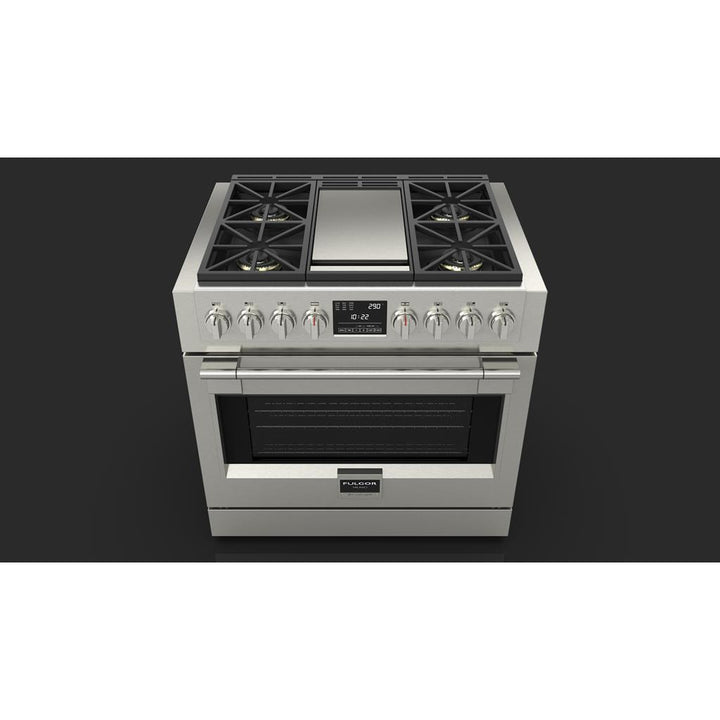 Fulgor Milano Sofia 36" Dual Fuel Pro Range with Griddle#top-options_Stainless Steel