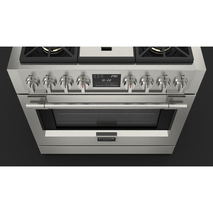 Fulgor Milano Sofia 36" Dual Fuel Pro Range with Griddle#top-options_Stainless Steel