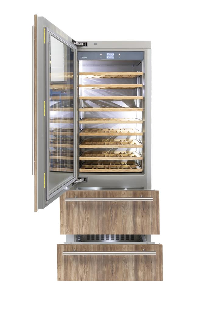 Integrated 30" Dual Compartment Wine Cellar, Left Hinge, Glass Door