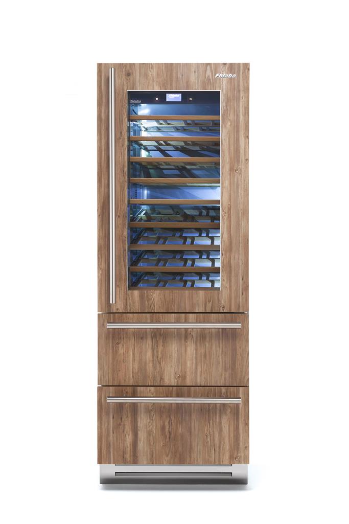 Integrated 30" Dual Compartment Wine Cellar, Right Hinge, Glass Door