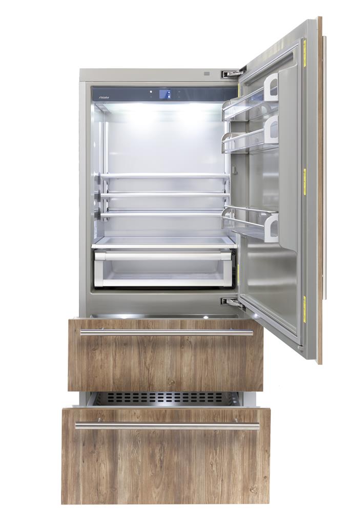 Fhiaba 36" Integrated Series Panel Ready Refrigerator and Double Drawer Freezer, Right Hinge