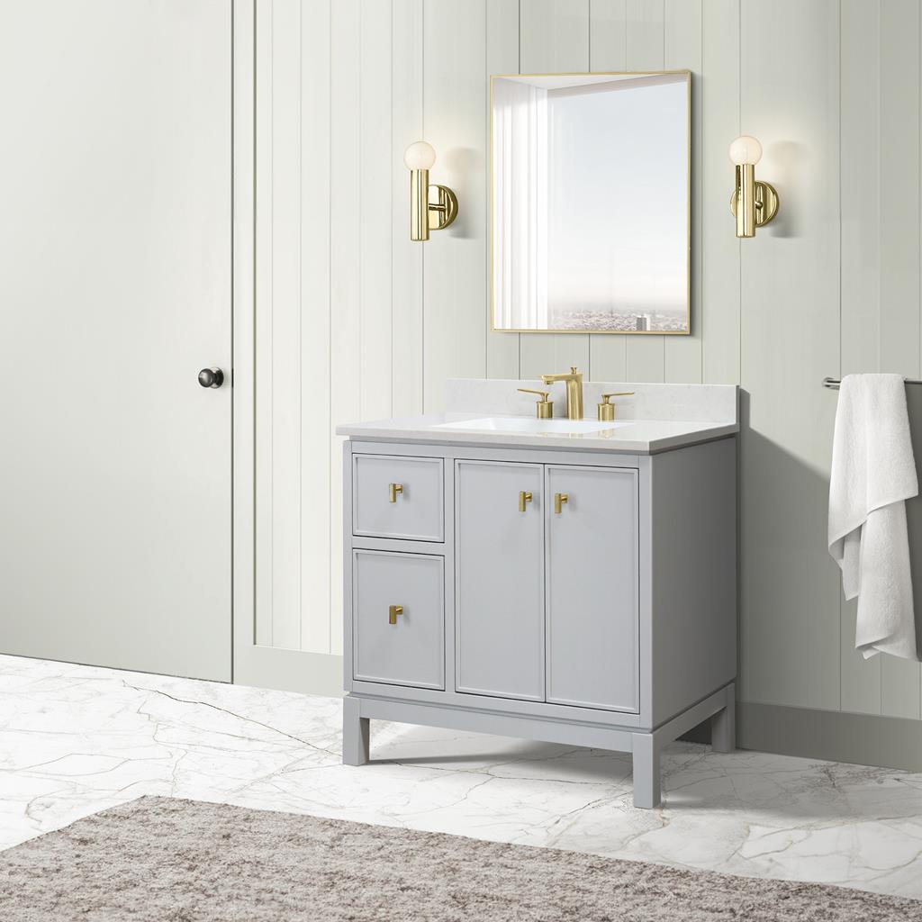 Bellaterra Sintra 37" Single Vanity, French Gray, Engineered Quartz Top