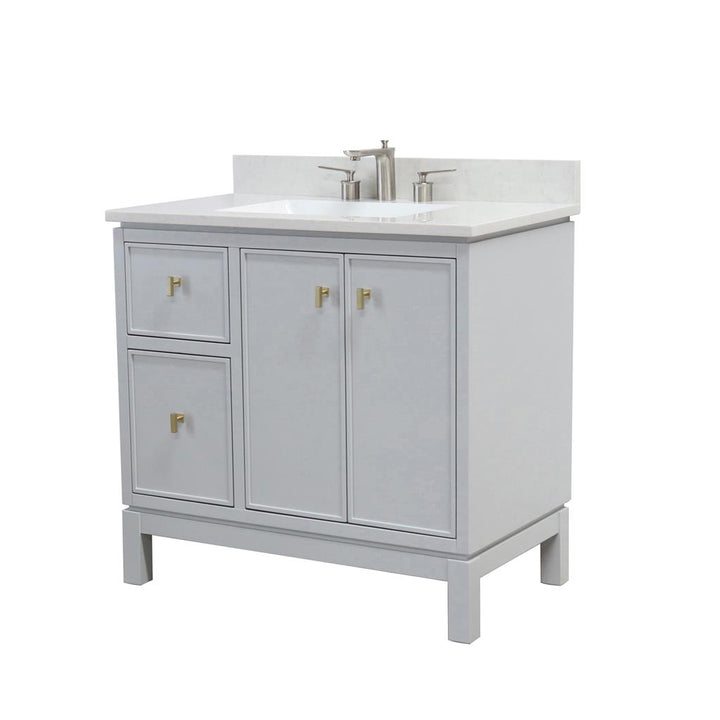 Bellaterra Sintra 37" Single Vanity, French Gray, Engineered Quartz Top