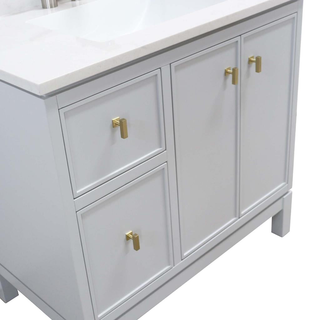 Bellaterra Sintra 37" Single Vanity, French Gray, Engineered Quartz Top