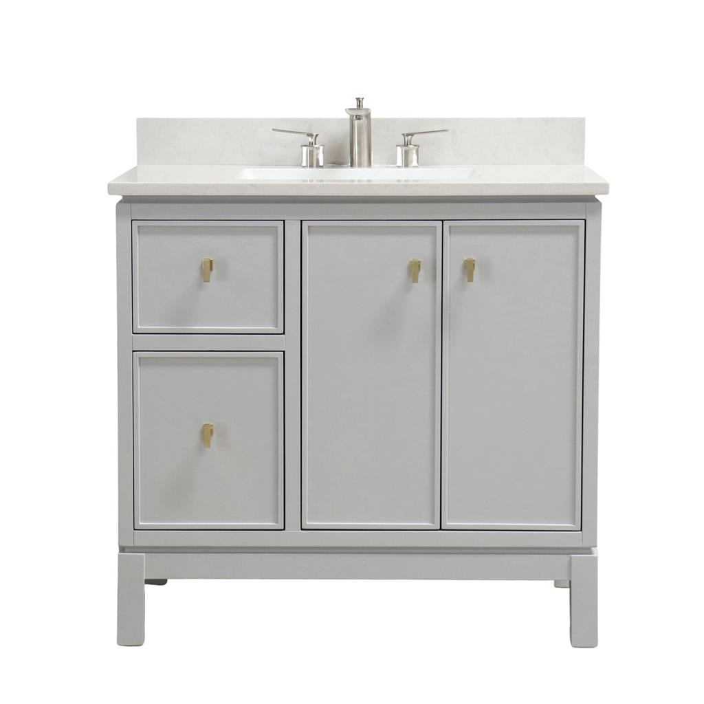 Bellaterra Sintra 37" Single Vanity, French Gray, Engineered Quartz Top