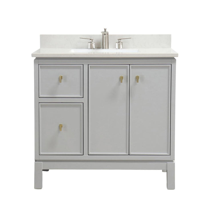 Bellaterra Sintra 37" Single Vanity, French Gray, Engineered Quartz Top