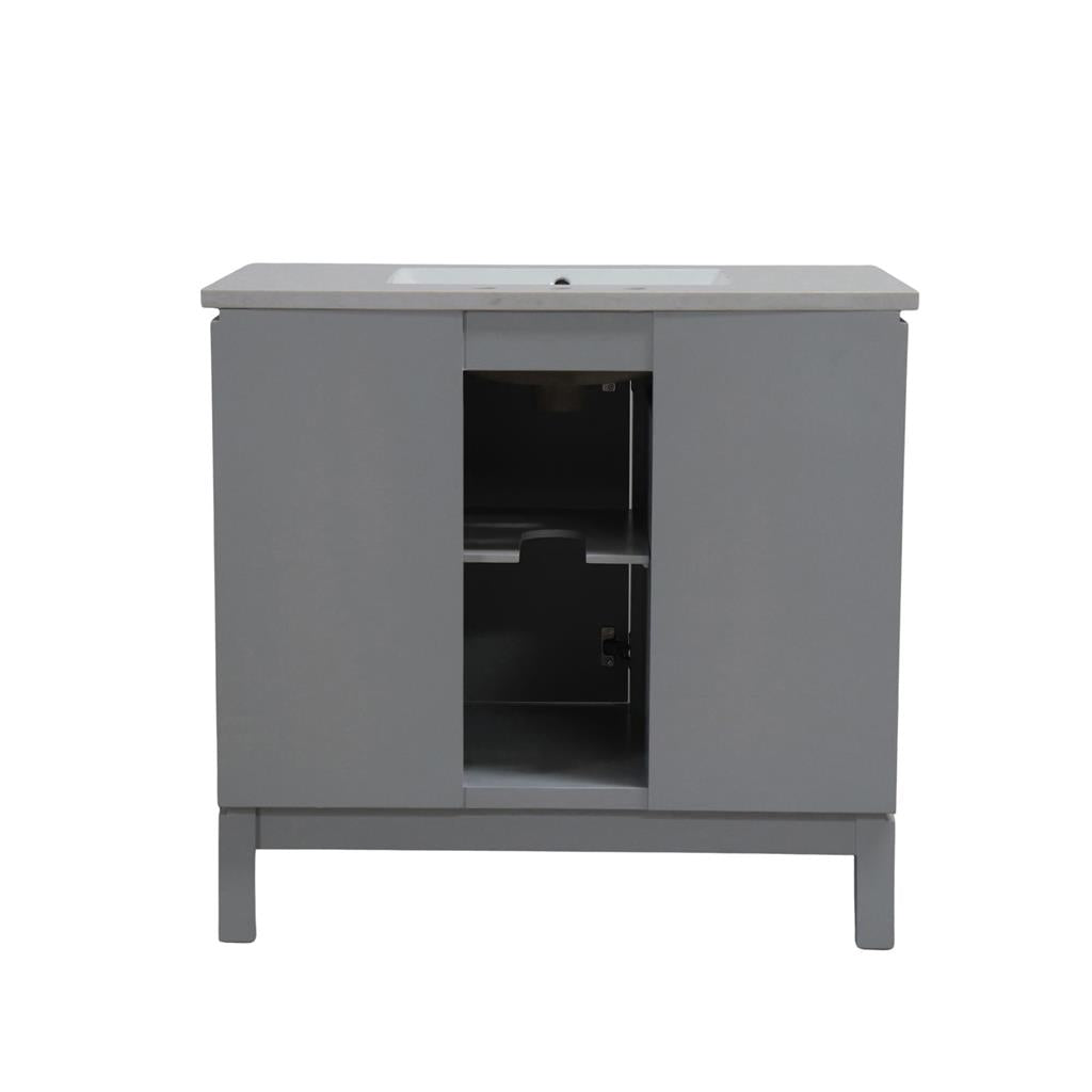 Bellaterra Sintra 37" Single Vanity, French Gray, Engineered Quartz Top