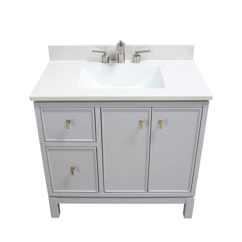 Bellaterra Sintra 37" Single Vanity, French Gray, Engineered Quartz Top