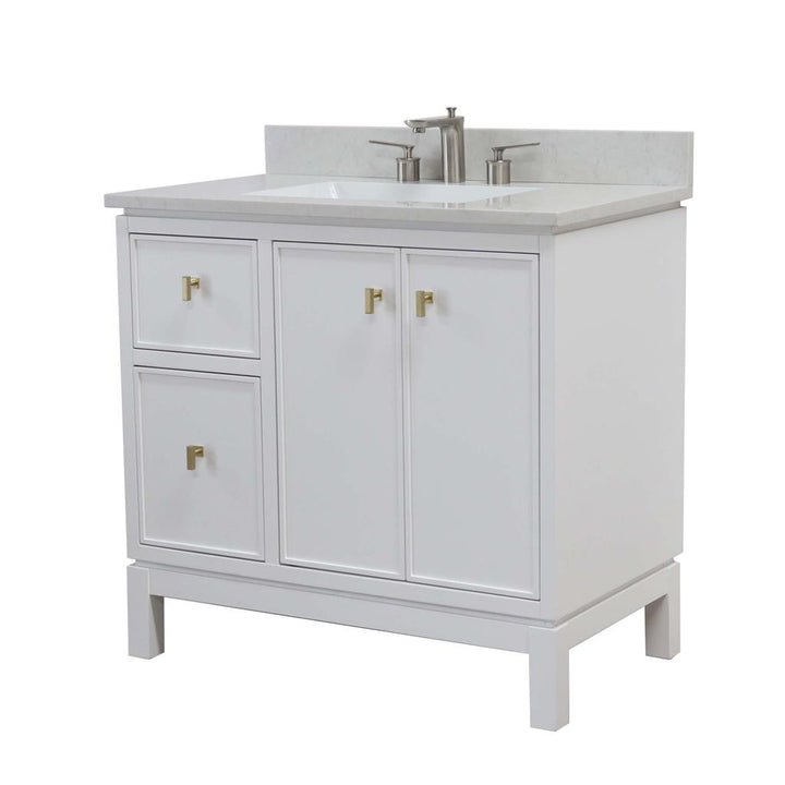 Bellaterra Sintra 37" Single Vanity, White, Engineered Quartz Top