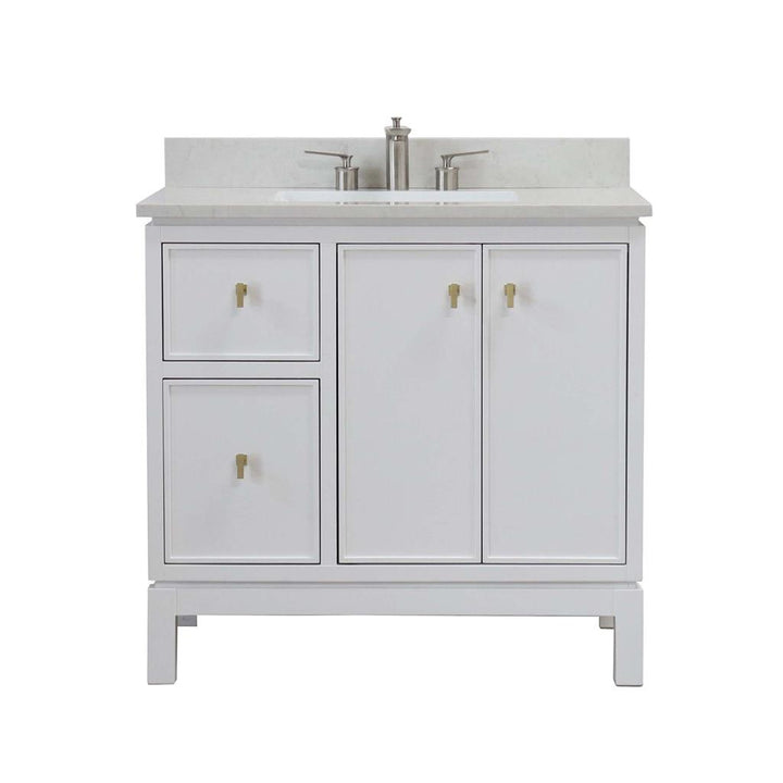 Bellaterra Sintra 37" Single Vanity, White, Engineered Quartz Top