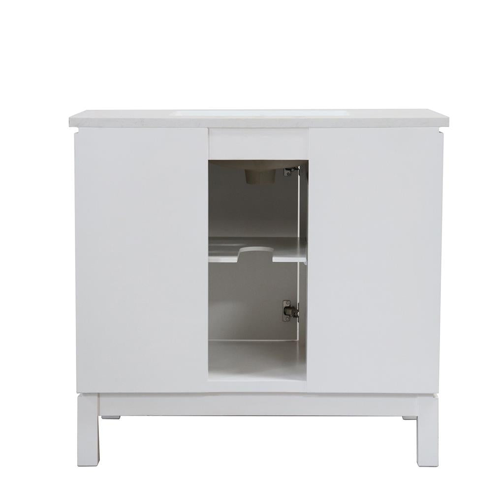 Bellaterra Sintra 37" Single Vanity, White, Engineered Quartz Top