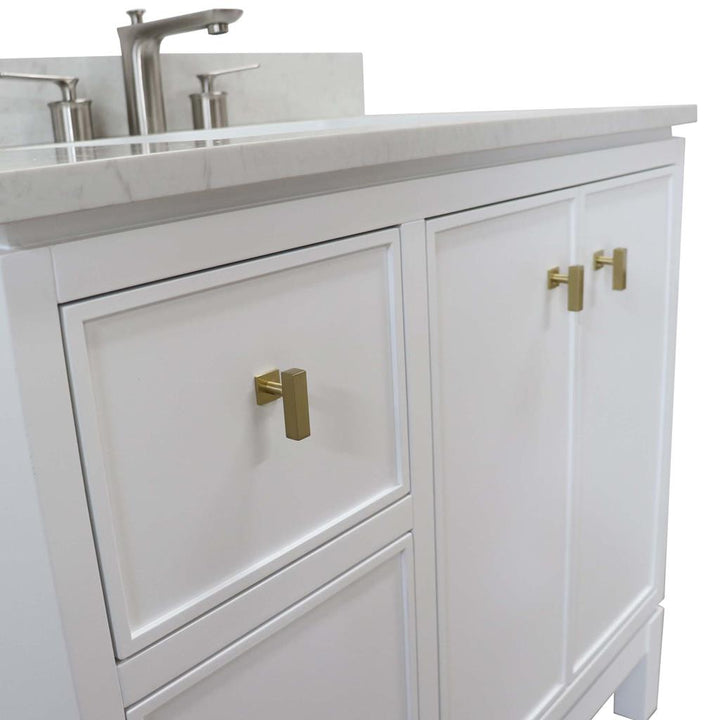 Bellaterra Sintra 37" Single Vanity, White, Engineered Quartz Top