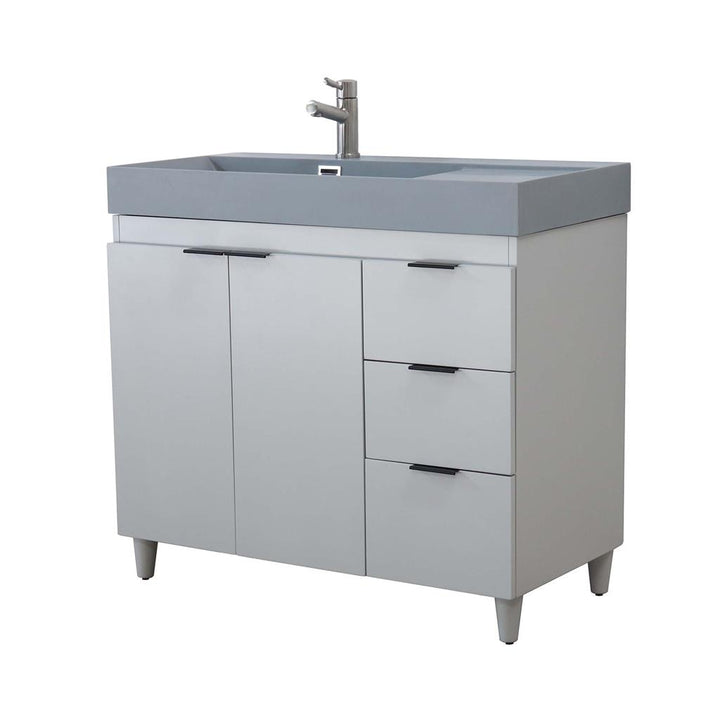 Bellaterra Evora 39" Single Vanity, French Gray, Dark Gray Composite Granite Sink Top