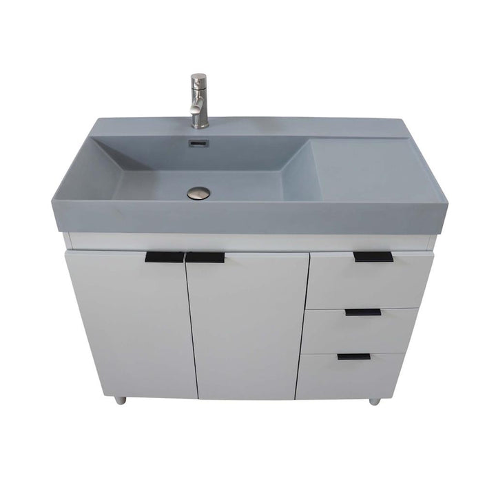 Bellaterra Evora 39" Single Vanity, French Gray, Dark Gray Composite Granite Sink Top