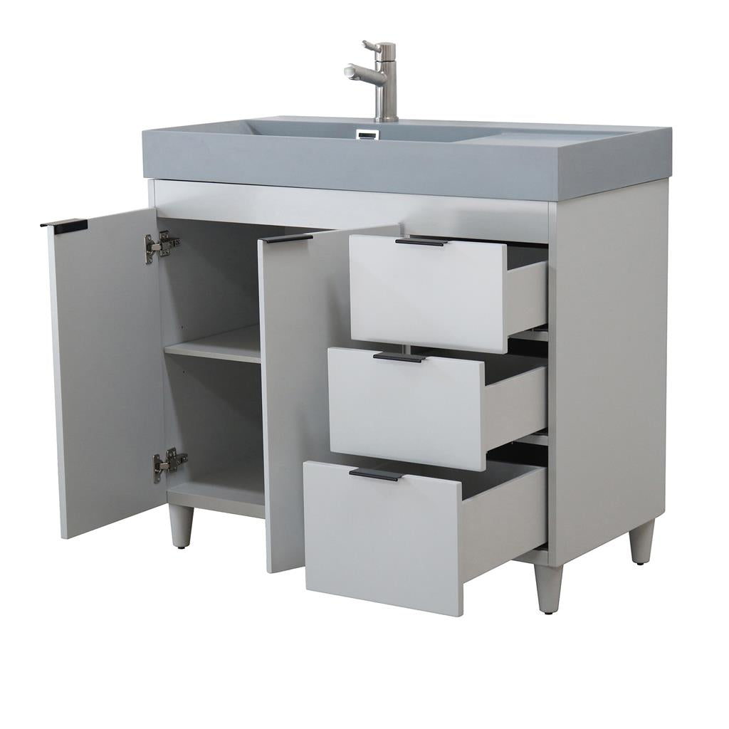 Bellaterra Evora 39" Single Vanity, French Gray, Dark Gray Composite Granite Sink Top