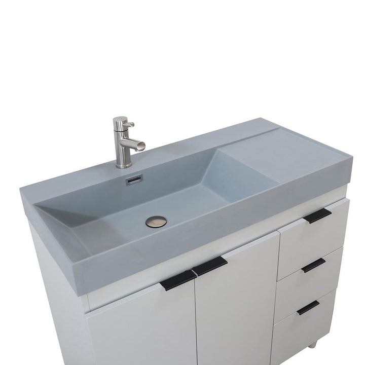 Bellaterra Evora 39" Single Vanity, French Gray, Dark Gray Composite Granite Sink Top