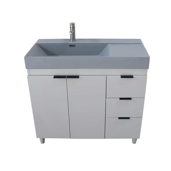 Bellaterra Evora 39" Single Vanity, French Gray, Dark Gray Composite Granite Sink Top