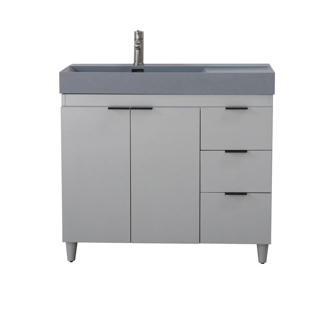 Bellaterra Evora 39" Single Vanity, French Gray, Dark Gray Composite Granite Sink Top