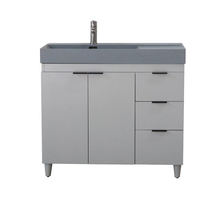 Bellaterra Evora 39" Single Vanity, French Gray, Dark Gray Composite Granite Sink Top