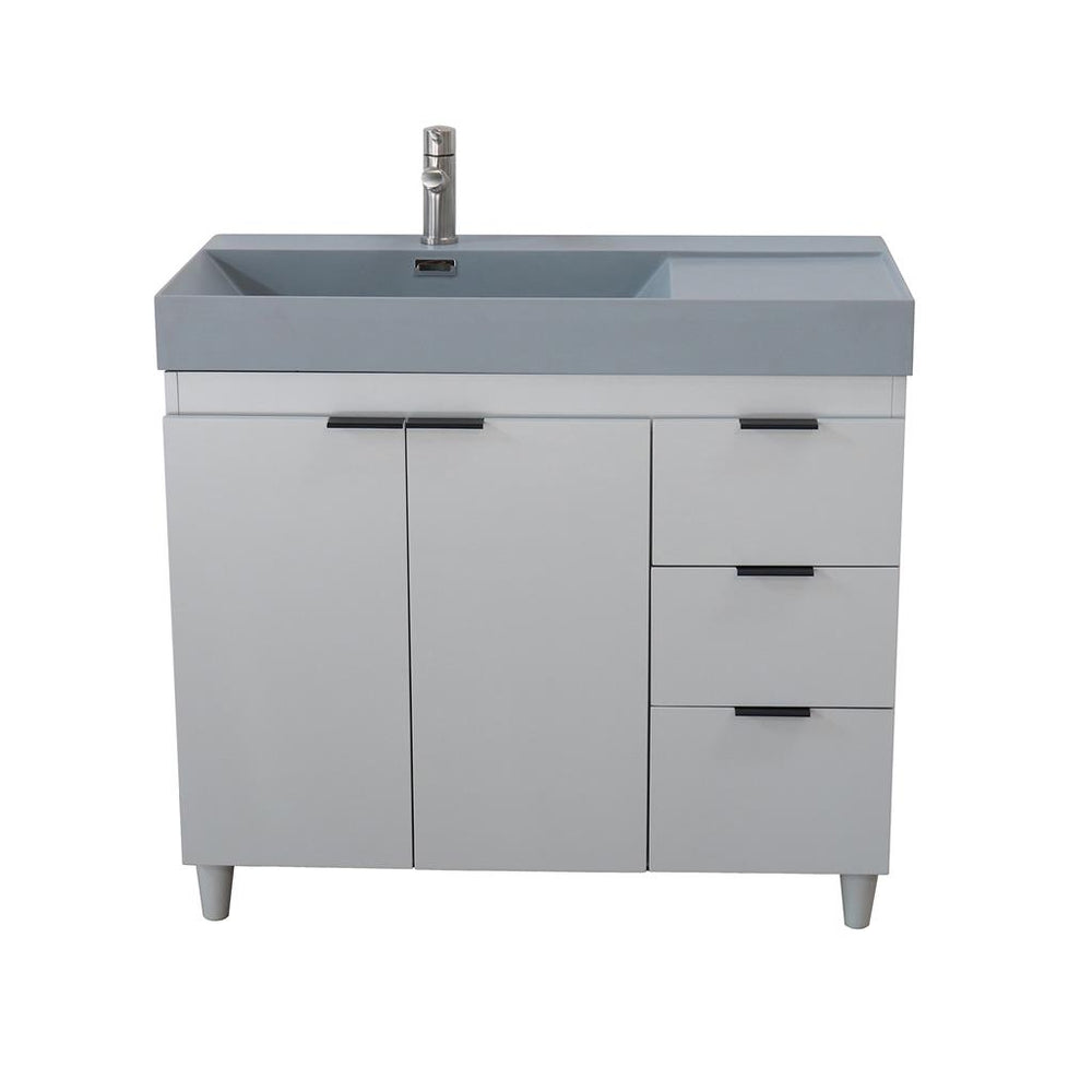 Bellaterra Evora 39" Single Vanity, French Gray, Dark Gray Composite Granite Sink Top