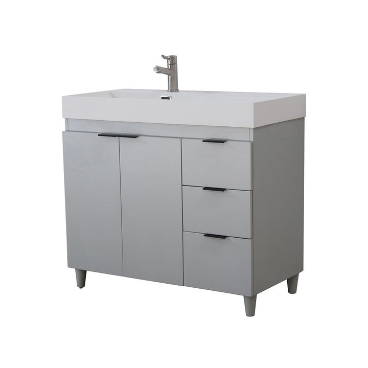 Bellaterra Evora 39" Single Vanity, French Gray, White Composite Granite Sink Top