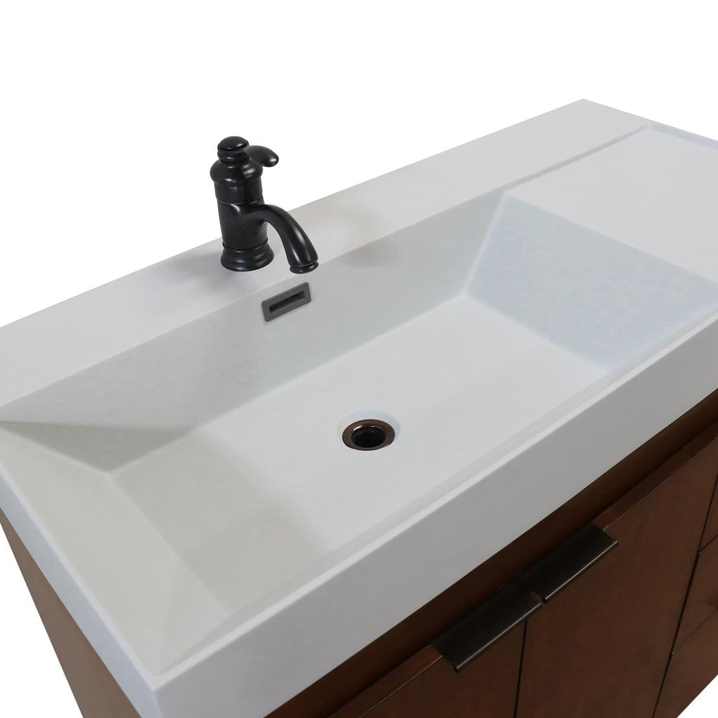 Bellaterra Evora 39" Single Vanity, Walnut, Light Gray Composite Granite Top