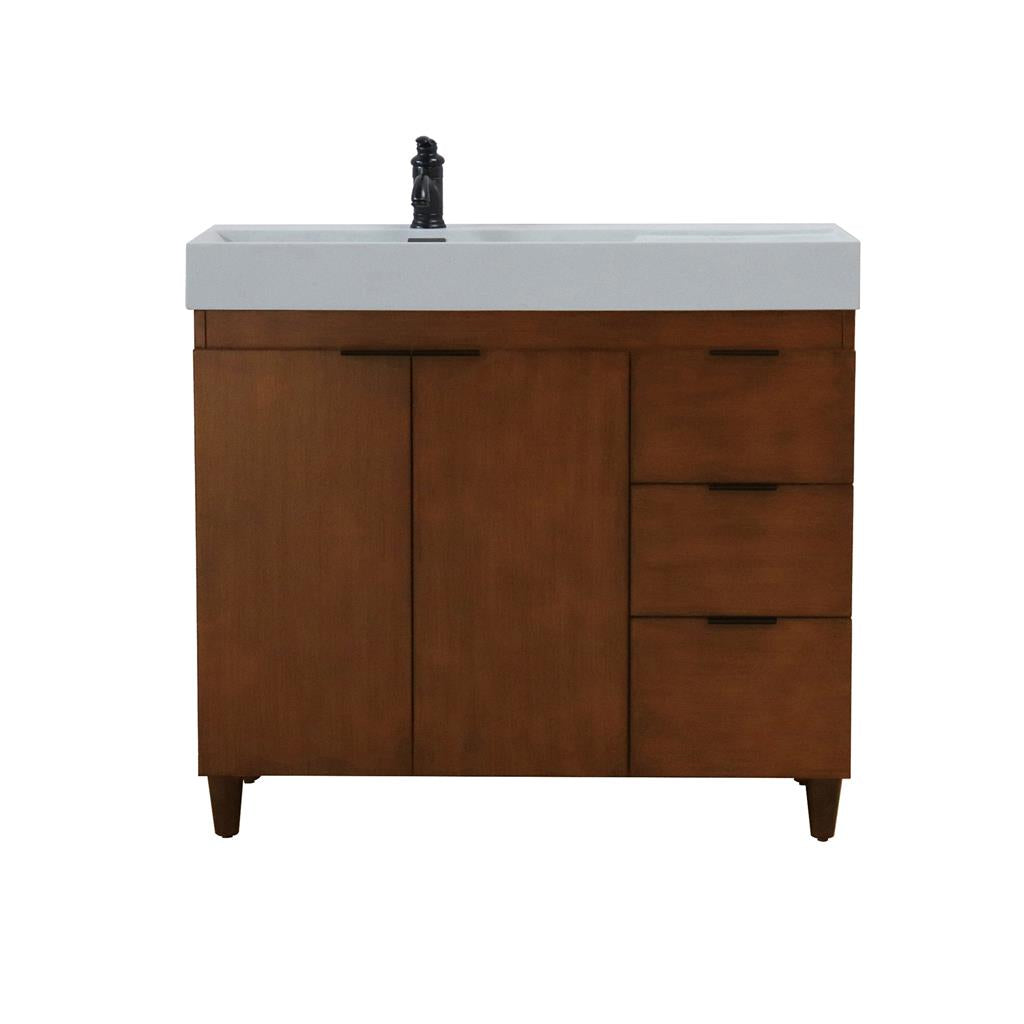 Bellaterra Evora 39" Single Vanity, Walnut, Light Gray Composite Granite Top