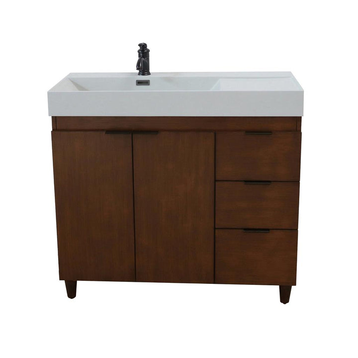 Bellaterra Evora 39" Single Vanity, Walnut, Light Gray Composite Granite Top